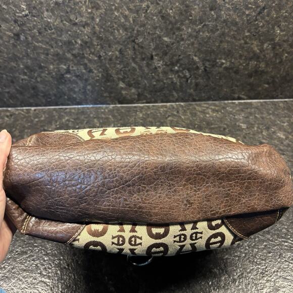 Vintage Etienne Aigner Logo Medium Hand Bag Pockets Canvas Leather Trim - Picture 6 of 8